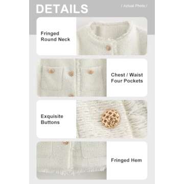 Chouyatou Women's Elegant Tweed Jacket for Fall