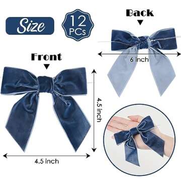 AIMUDI Dusty Blue Velvet Bows - 4.5" Blue Christmas Bows for Tree, Wreaths, Gift Wrapping & Wedding ...