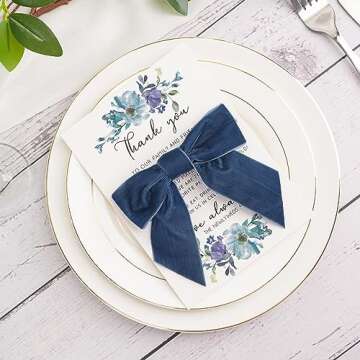 AIMUDI Dusty Blue Velvet Bows - 4.5" Blue Christmas Bows for Tree, Wreaths, Gift Wrapping & Wedding Decor - 12 PCs