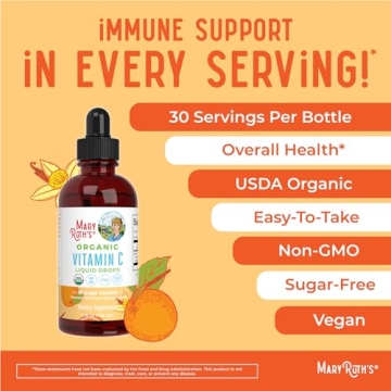 Organic Vitamin C Liquid Drops for Immune Support & Health