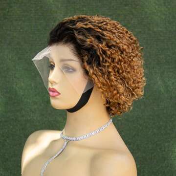 Topnormantic Short Curly Wigs for Black Women - Ombre Honey Blonde