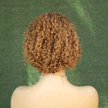 Topnormantic Short Curly Wigs for Black Women - Ombre Honey Blonde