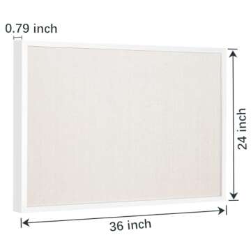OWLKELA 24'' x 36'' Linen Bulletin Board, White Framed Corkboard, White Oak Frame Linen Cork Board, ...