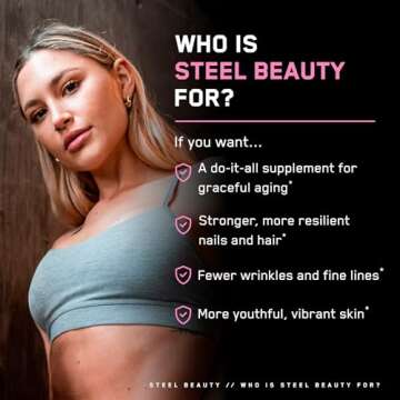 SteelFit Steel Beauty Biotin Hair, Skin & Nails Vitamins Supplement | 30-Day Supply | Essential Nutrients for Longer, Stronger Hair Growth, Vibrant Nails & Radiant Skin