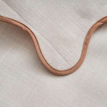 Zkanac Scalloped Throw Pillow Covers 12x20 Inch Set of 2, Soft Cotton & Cozy Linen, Boho Sytle Decorative Couch Bed for Living Room (Beige Pillow & Brown Edge)