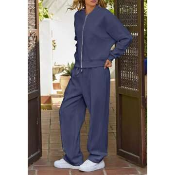 Comfortable MEROKEETY Women's 2 Piece Sweatsuits Set