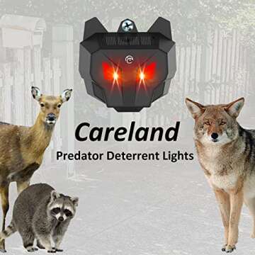 Careland 4 Pack Solar Nocturnal Animal Repeller Predator Control Light Coyote Repellent Devices with...