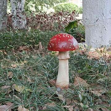 ORIGARDEN Mushroom Decor Outdoor Garden Statue - Garden Gnome's Favorite Garden Decoration Patio Dec...
