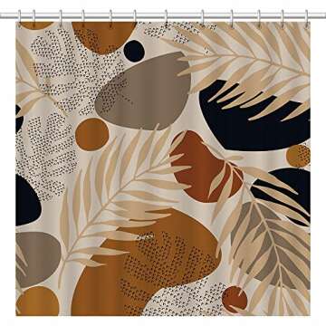 SHENGJUN 72x72 Inches Brown Leaves Shower Curtains Modern Abstract Full Leaf Plants Aesthetic Boho F...