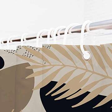 SHENGJUN 72x72 Inches Brown Leaves Shower Curtains Modern Abstract Full Leaf Plants Aesthetic Boho Fabric Printed Waterproof Polyester Shower Curtain for Bathroom with 12 Hooks …