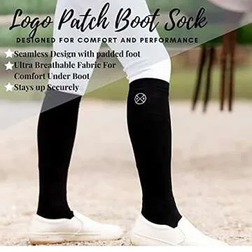 Free Ride Equestrian Socks | Knee High Socks for Women | Horse Lovers | Moisture Wicking Thin Cotton Women Socks | Black |