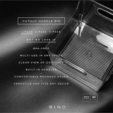 BINO | Clear Storage Organizer | THE LODGE COLLECTION | Containers for Organizing with Handles| Pant...