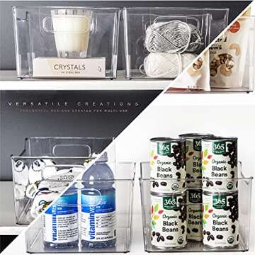 BINO | Clear Storage Organizer | THE LODGE COLLECTION | Containers for Organizing with Handles| Pantry & Kitchen Organization | Fridge Organizer | Bathroom Organizer | Storage Bins For Shelves Cabinet
