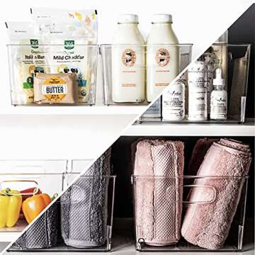 BINO | Clear Storage Organizer | THE LODGE COLLECTION | Containers for Organizing with Handles| Pantry & Kitchen Organization | Fridge Organizer | Bathroom Organizer | Storage Bins For Shelves Cabinet
