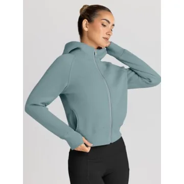 Trendy Queen Womens Zip Up Hoodies Jackets Cropped Sweatshirts Fleece Fall Outfits Casual Comfy Y2k Tops Winter Clothes 2025 Green S