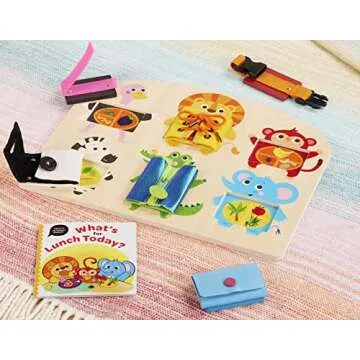Battat Education Toddler Lacing Toy - Montessori Busy Board - Travel Busy Board - 3 Years + - What's in My Tummy?