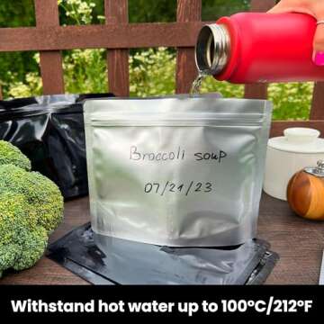 Chamigon 50 Pack 7.5 Mil Mylar Stand Up Bags - 8.5x6.5 Inches Resealable Smell Proof Bag withstand Hot Water - Foil Sealable Zipper Food Storage Pouch - Glossy Silver