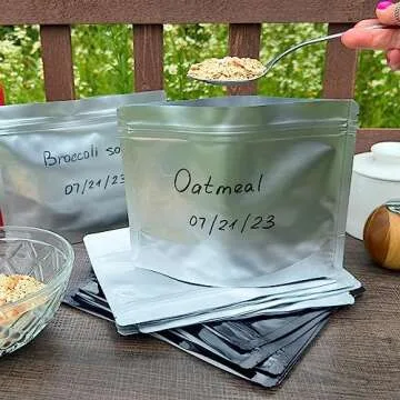 Chamigon 50 Pack 7.5 Mil Mylar Stand Up Bags - 8.5x6.5 Inches Resealable Smell Proof Bag withstand Hot Water - Foil Sealable Zipper Food Storage Pouch - Glossy Silver