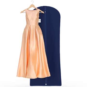 HANGERWORLD 60" Dress Bag, Breathable Garment Bags for Storage Hanging Clothes Suit Cover (1, Blue)