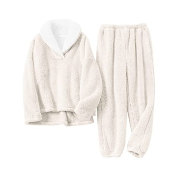 Gihuo Women's Fluffy Pajamas Set - Ultra-Soft & Warm 2-Piece Fleece Loungewear