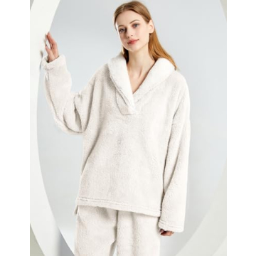 Gihuo Women's Fluffy Pajamas Set - Cozy & Warm Sleepwear