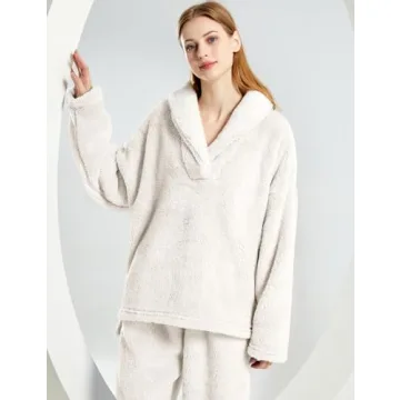 Gihuo Women's Fluffy Pajamas Set - Cozy & Warm Sleepwear