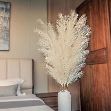 3Pcs 71" Large Pampas Grass Decor, Tall Faux Pampas Grass, Pompous Grass Large, Fluffy Artificial Pampas Grass, Fake Pampas Grass, Dried Pampas Grass Decor for Floor Vase Filer Office Boho Wedding