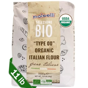 Organic Flour, Type 00, 100% Italian Grain, Double Zero Flour, OO Extra Fine, 11 lbs (5 kg), BIO, Ne...