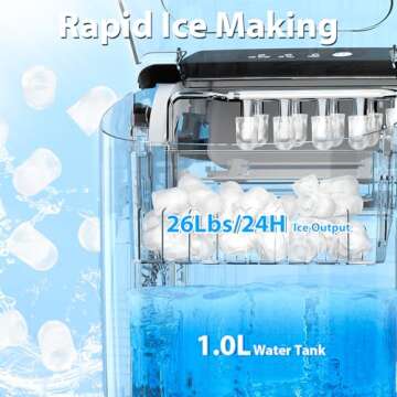 Antarctic Star Countertop Ice Maker Portable Ice Machine with Handle,Self-Cleaning Ice Makers, 26Lbs...
