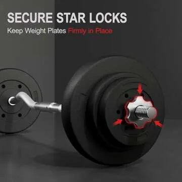 Yaheetech Barbell Weight Set - Olympic Curl Bar & 6 Olympic Weights & 2 Olympic Barbell Clamps for Lifts 44LB