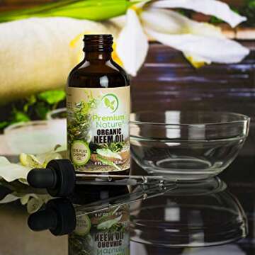 Organic Neem Oil for Skin Neem Oil for Hair Need Oil 100% Pure Cold Pressed Neem Oil for Essential Oil Mixing Neem Oil for Plants Neem Cake Massage Oil Neem Oil Spray for Indoor Plants 4oz