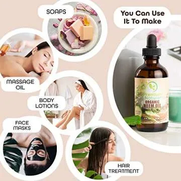 Organic Neem Oil for Skin Neem Oil for Hair Need Oil 100% Pure Cold Pressed Neem Oil for Essential Oil Mixing Neem Oil for Plants Neem Cake Massage Oil Neem Oil Spray for Indoor Plants 4oz