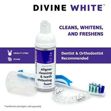 Divine White Dual-Action Stain Removal Aligner/retainer Cleaner and Teeth Whitening Foam- Hydrogen P...