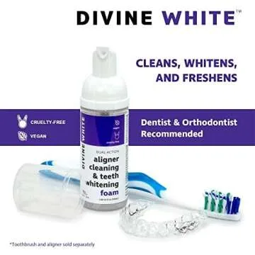 Divine White Dual-Action Stain Removal Aligner/retainer Cleaner and Teeth Whitening Foam- Hydrogen P...
