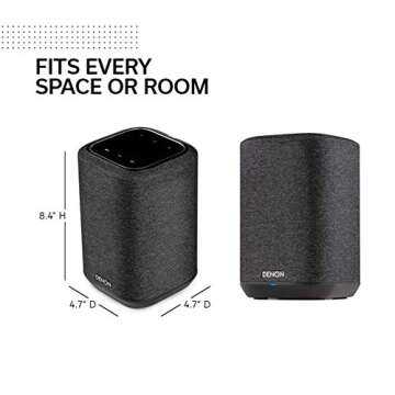 Denon Home 150 Wireless Smart Speaker – Compact Design, Wi-Fi & Bluetooth, HEOS Built-in, Alexa Built-in, Siri & AirPlay 2, Spotify Connect, Multi-Room Support, Black