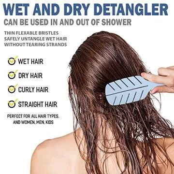 Detangler Brush by Fiora Naturals - 100% Bio-Friendly Detangling brush w/Ultra-Soft Bristles - Glide...