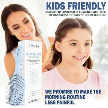 Detangler Brush by Fiora Naturals - 100% Bio-Friendly Detangling brush w/Ultra-Soft Bristles - Glide Through Tangles with Ease - For Curly, Fine, Black Natural, Women, Men, Kids - Dry and Wet Hair