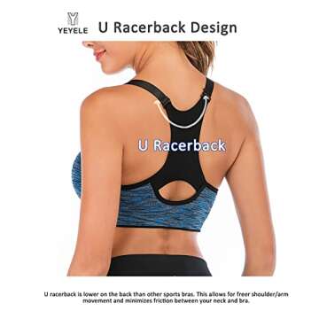 YEYELE Medium Support and Removable Pad Racerback Sports Bras for Women