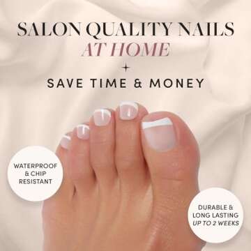 Glamnetic Press On Toenails - MaDamn | Classic White French Tip Fake Toe Nails with a Glossy Finish ...
