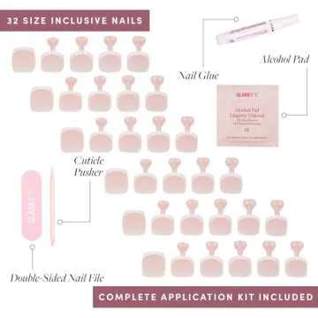 Glamnetic Press On Toenails - MaDamn | Classic White French Tip Fake Toe Nails with a Glossy Finish | 16 Sizes - 32 Toe Nail Kit with Glue