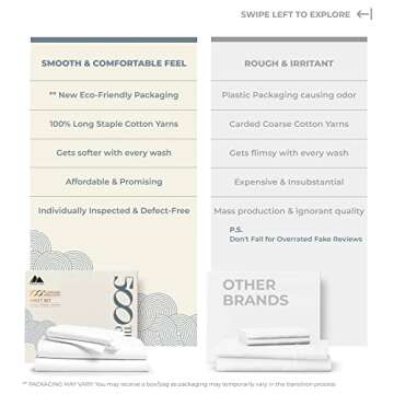 Mayfair Linen 100% Cotton Sheets Queen Size Bed Set - 500 Thread Count Sheets Set (White)