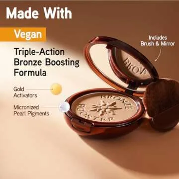 Physicians Formula Bronze Booster Pressed Contour Bronzer - Glow Activator Vitamin Infused Technology with a Natural Finish, Buildable Coverage, Cruelty-Free & Hypoallergenic - Medium-to-Dark