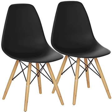 Giantex Set of 2 Mid Century Modern Dining Chairs - Black, Pre-Assembled