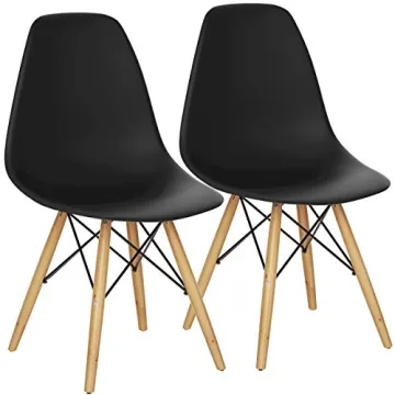 Giantex Set of 2 Mid Century Modern Dining Chairs - Black, Pre-Assembled