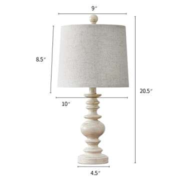 BOBOMOMO Tradition 20.5" Rustic Table Lamp Set of 2 for Living Room Farmhouse Bedside Desk Lamps Bed...