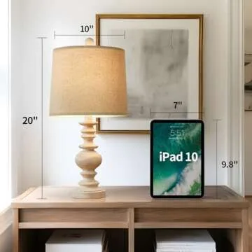 BOBOMOMO Tradition 20.5" Rustic Table Lamp Set of 2 for Living Room Farmhouse Bedside Desk Lamps Bedroom Nightstand Vintage Lamps Linen Washed（Suitable for Decorating Small Areas）