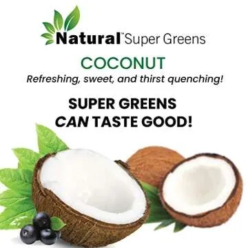 Natural Super Greens Powder Organic| Green Supplements| Great Tasting Fruits and Vegetables Juice & Smoothie Mix| Probiotics & Digestive Enzymes| Green Superfood Spirulina & Chlorella (Coconut)