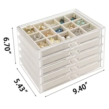 Watpot 5-Drawer Acrylic Jewelry Organizer for Home & Gifts