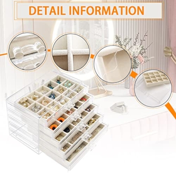 Watpot 5-Drawer Acrylic Jewelry Organizer for Home & Gifts