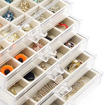 Watpot 5-Drawer Acrylic Jewelry Organizer for Home & Gifts